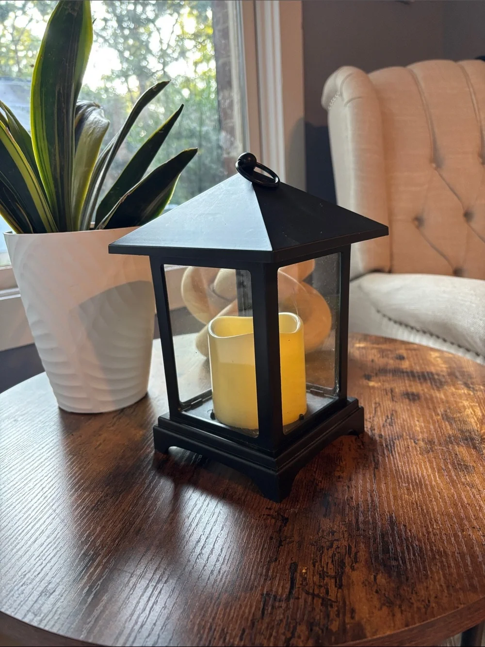 Black Lantern with Yellow LED Candle - Home Accents